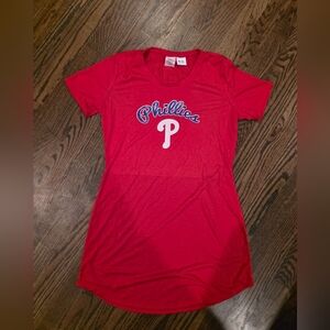 MLB Phillies Women's Sleepwear Red Pullover Nightshirt Size Small